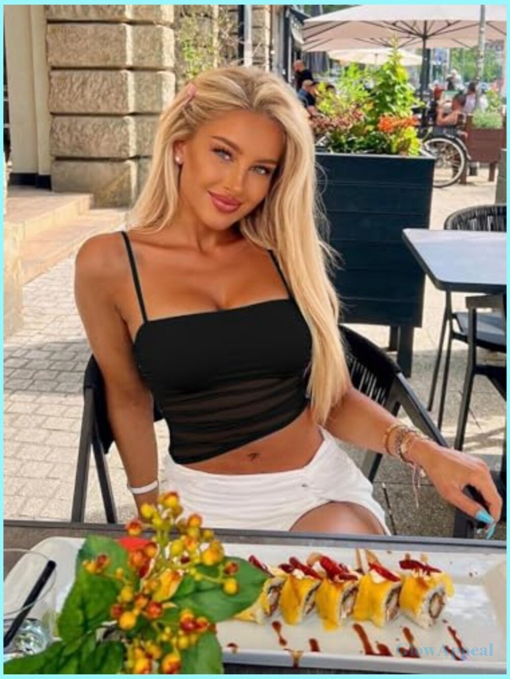 Spaghetti Strap Mesh Asymmetrical Crop Top Sleeveless Ruched Going Out Cami - Picture 5 of 7